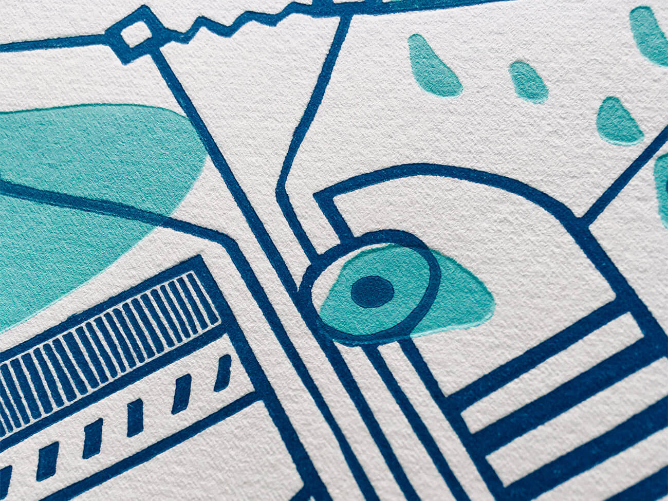 Impression et gaufrage sur papier Fabriano Rosaspina Blanc.